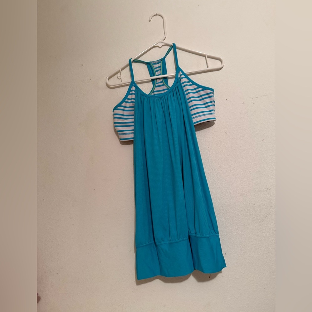 Lululemon Blue Strappy top with Striped bra